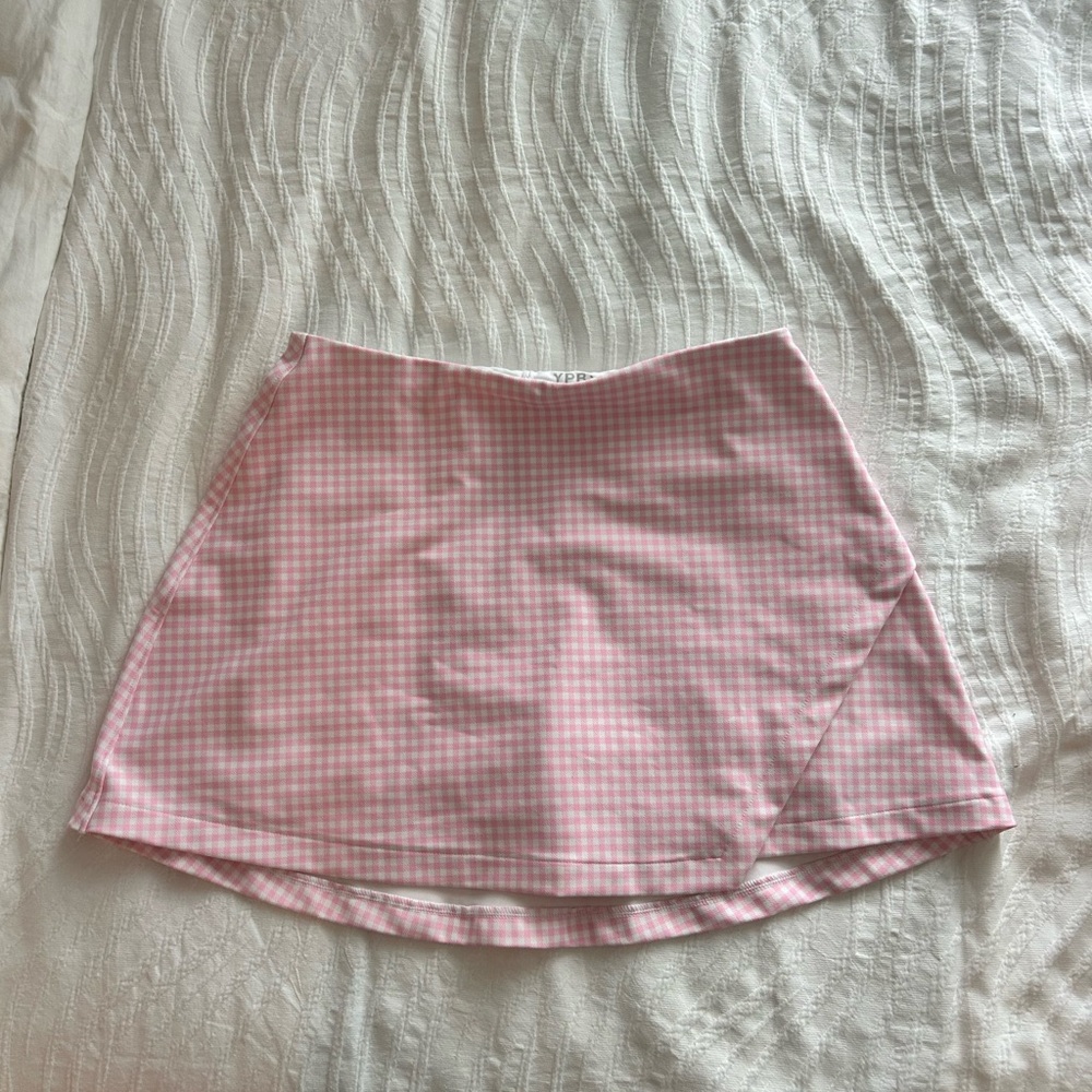 A&F YPB Lined Wrap Skirt Pink Gingham